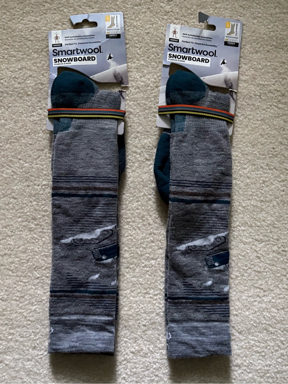 NWT 2 Pairs of SmartWool Snowboard Targeted Cushion Over The Calf Socks.